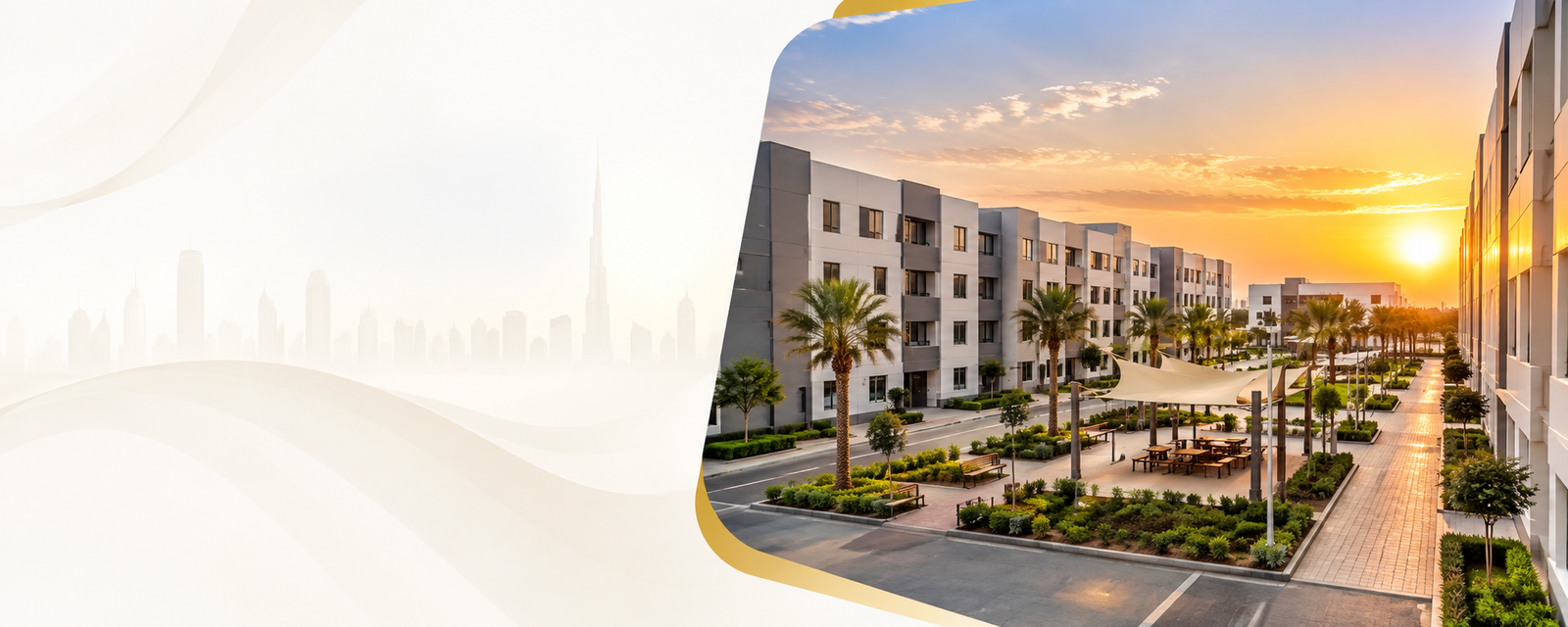 Golden-Hour Modern Residential Courtyard